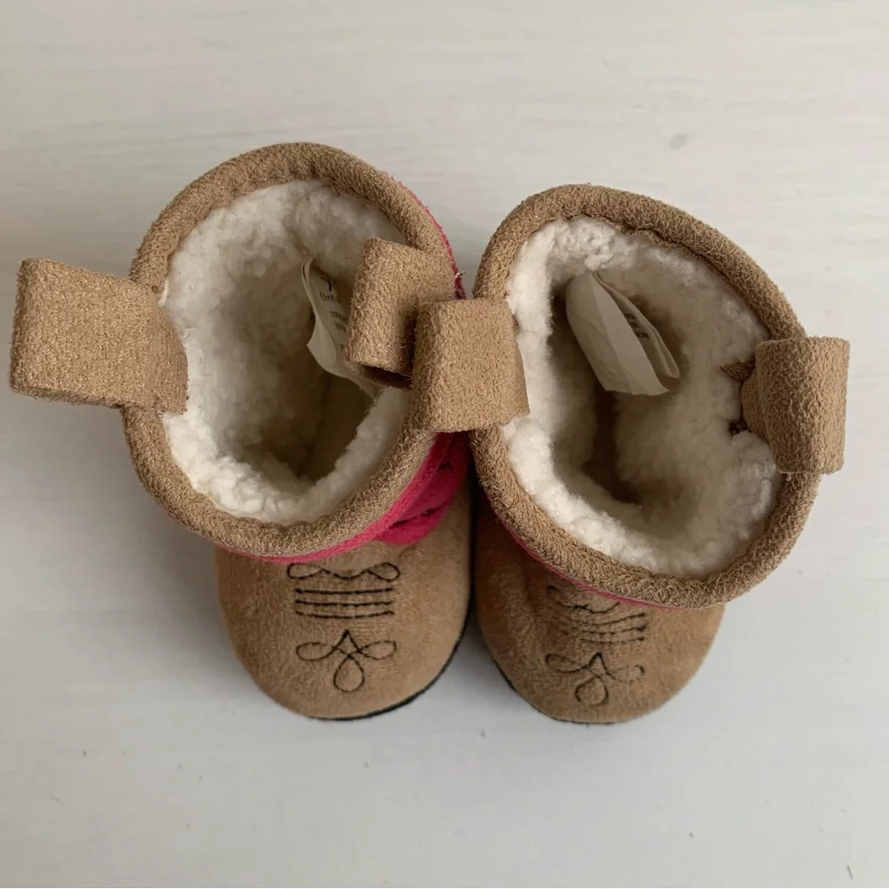 Lazy One Western Cowgirl Soft Sherpa Lined Baby Boot Slippers Sz Infant XS 1-3 - Picture 5 of 7